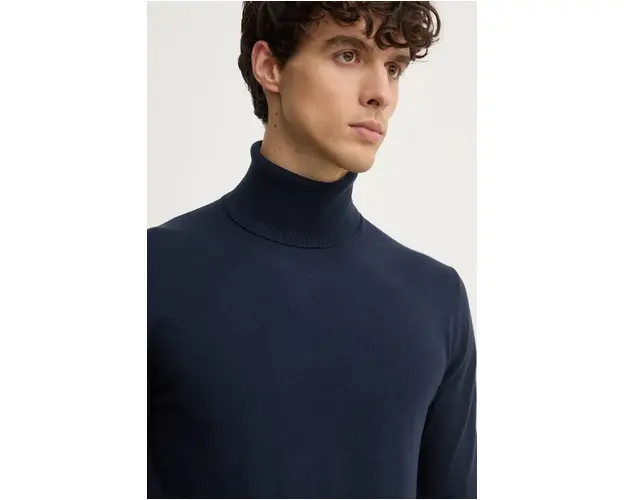 Sisley pulover barbati, culoarea albastru marin, light, cu guler, 10F2S2244