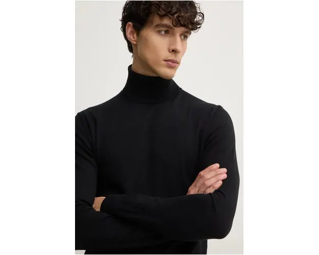 Sisley pulover barbati, culoarea negru, light, cu guler, 10F2S2244