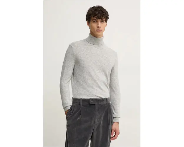 Sisley pulover din amestec de lana barbati, culoarea gri, light, cu guler, 102HS2177