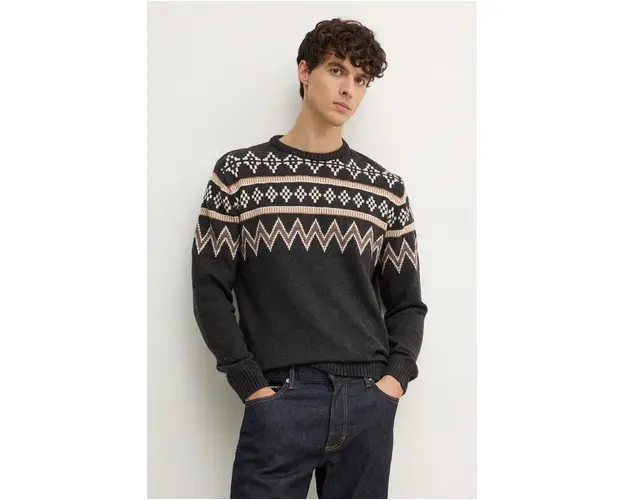 Pepe Jeans pulover din amestec de lana CHRISTOPHER barbati, culoarea gri, calduros, PM702460