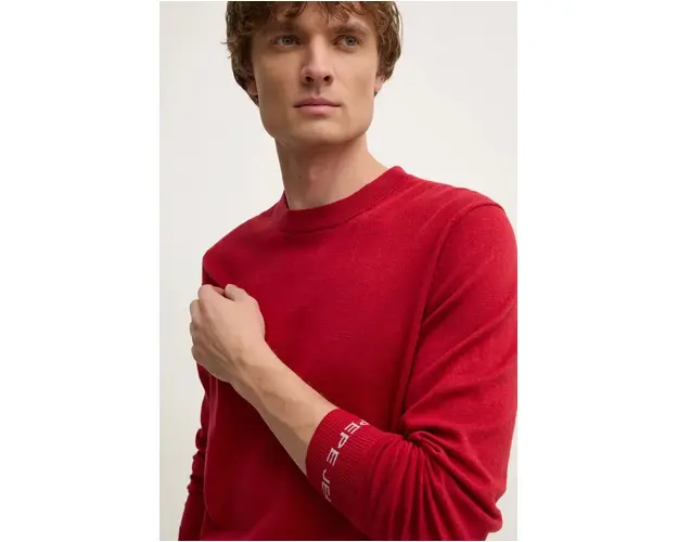 Pepe Jeans pulover din amestec de lana NEW ANDRE CREW NECK barbati, culoarea rosu, light, PM702469