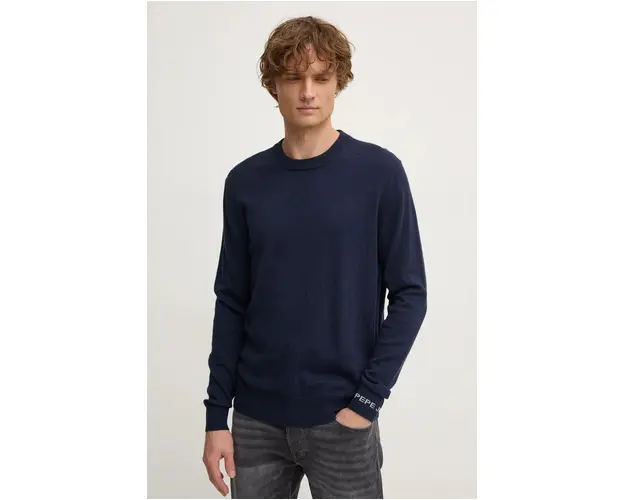 Pepe Jeans pulover din amestec de lana NEW ANDRE CREW NECK barbati, culoarea albastru marin, light, PM702469