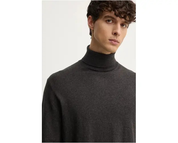 Pepe Jeans pulover din amestec de lana NEW ANDRE TURTLE NECK barbati, culoarea gri, light, cu guler, PM702470
