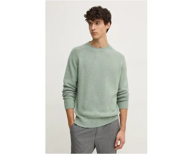 Pepe Jeans pulover din amestec de lana CRED barbati, culoarea verde, light, PM702480