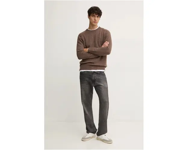 Pepe Jeans pulover din amestec de lana CRED barbati, culoarea maro, light, PM702480
