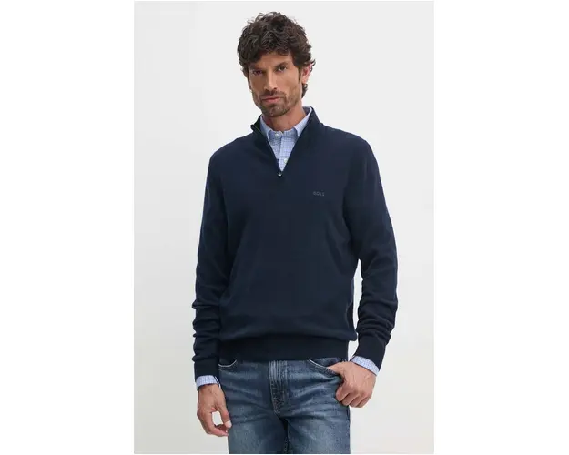 BOSS pulover de lana barbati, culoarea albastru marin, light, cu turtleneck, 50530314