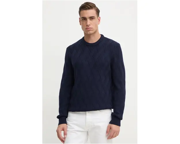 BOSS pulover de lana barbati, culoarea albastru marin, light, 50526895