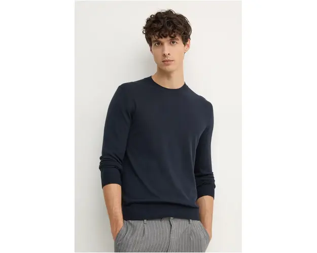 Sisley pulover de lana barbati, culoarea albastru marin, light, 11BAS100Y