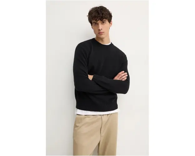 Sisley pulover de lana barbati, culoarea negru, light, 11BAS200A