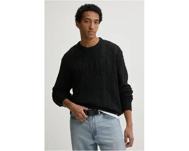 Dickies pulover SCRIPT CABLE barbati, culoarea negru, DK0A8647