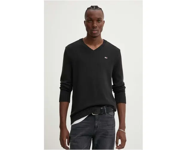 Tommy Jeans pulover de bumbac culoarea negru, DM0DM19429