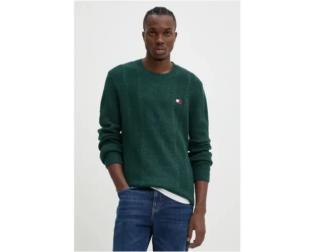 Tommy Jeans pulover barbati, culoarea verde, DM0DM19440