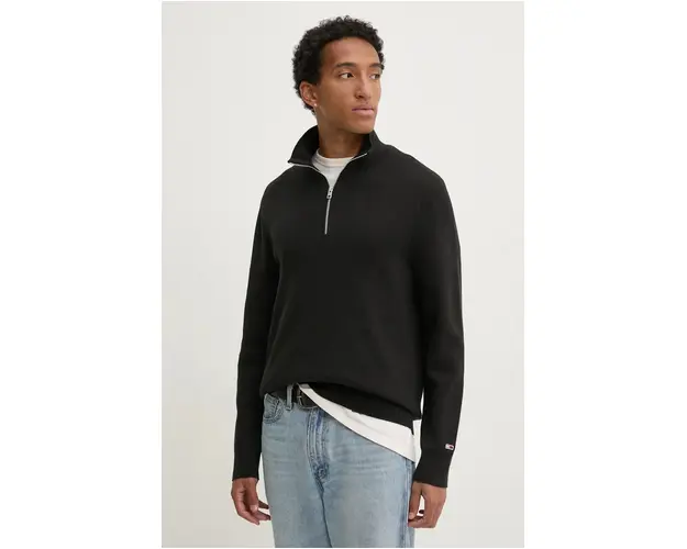 Tommy Jeans pulover de bumbac culoarea negru, DM0DM20596