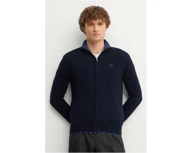 North Sails cardigan din amestec de lana culoarea albastru marin, 699779