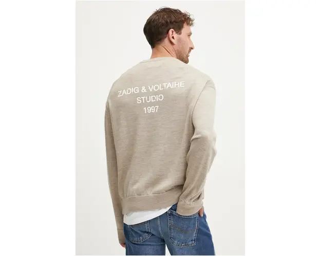 ZADIG&VOLTAIRE pulover de lana barbati, culoarea bej, light, KMSW00713