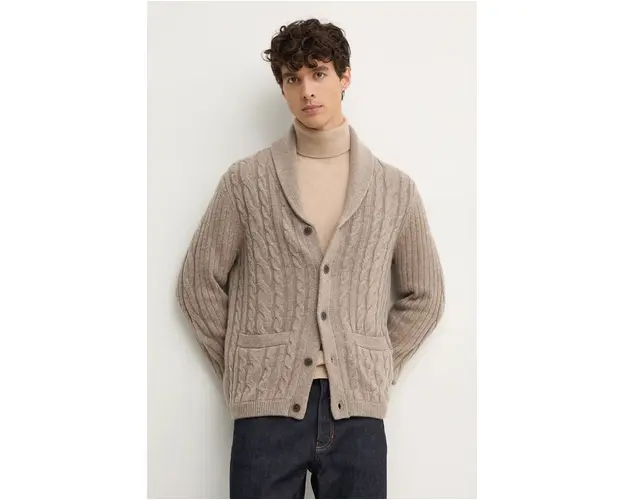 Hackett London cardigan din lana culoarea bej, HM703218