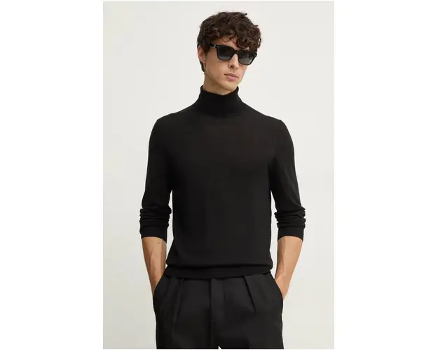 Hackett London pulover de lana barbati, culoarea negru, light, cu guler, HM703264