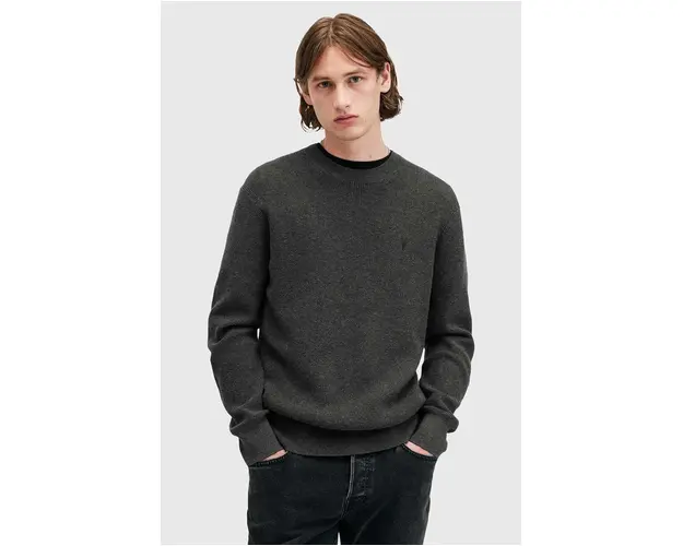 AllSaints pulover ASPEN CREW barbati, culoarea gri, M089KB