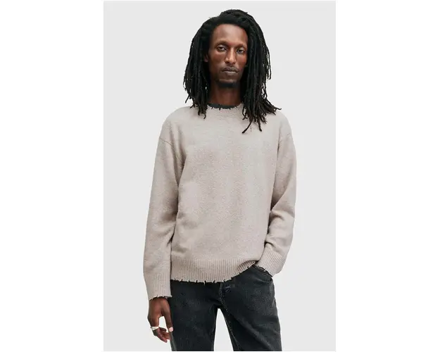 AllSaints pulover de lana LUKA CREW culoarea bej, M093KB
