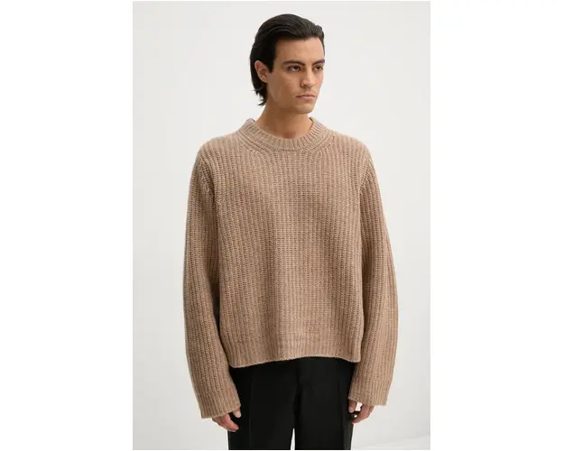 Won Hundred pulover de lana barbati, culoarea bej, calduros, 3209-11091