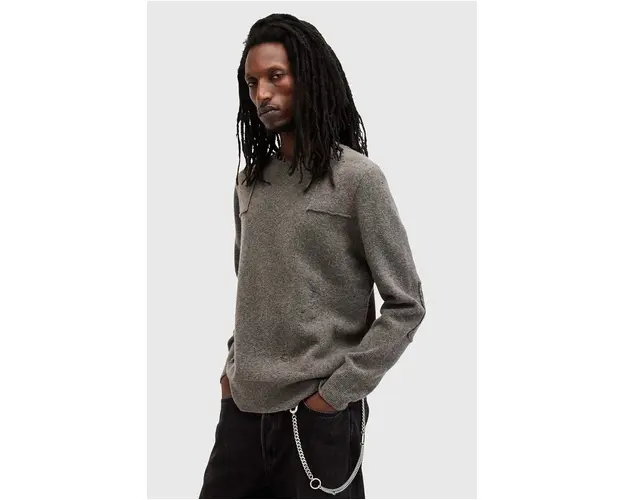 AllSaints pulover de lana POINTER CREW barbati, culoarea gri, M003KB