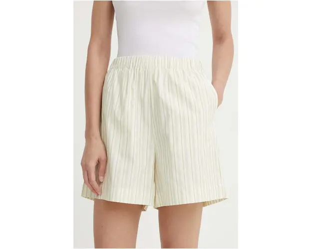 Samsoe Samsoe pantaloni scurti SALOVA femei, culoarea bej, modelator, high waist, F24200111