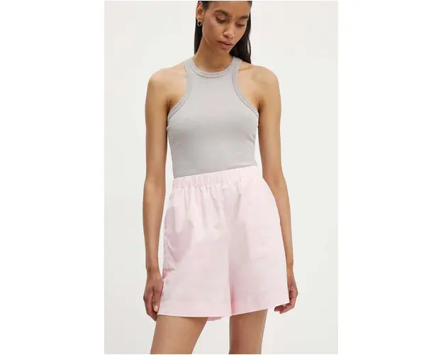 Samsoe Samsoe pantaloni scurti SALOVA femei, culoarea roz, modelator, high waist, F24200111