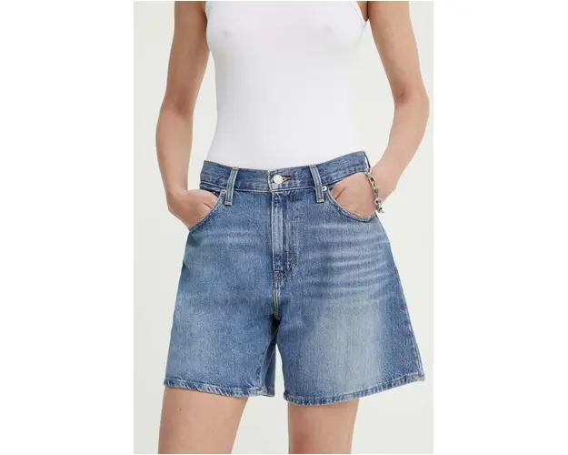 Levi's pantaloni scurti jeans HIGH BAGGY SHORT femei, neted, high waist, A9311