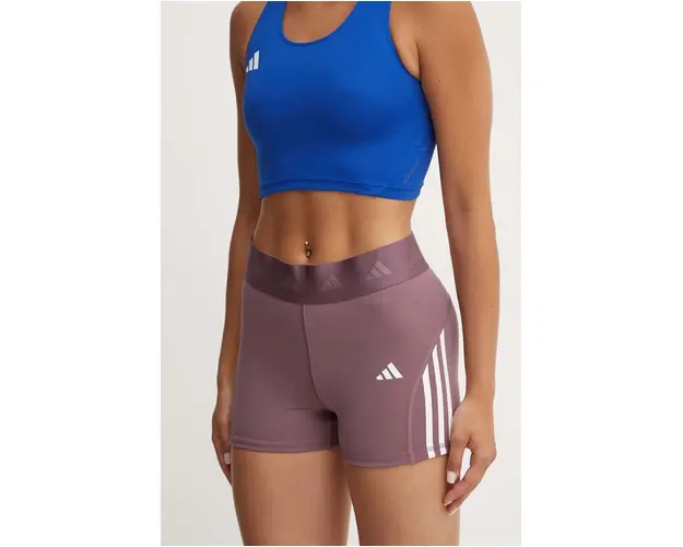 adidas Performance pantaloni scurti de antrenament Hyperglam culoarea violet, cu imprimeu, medium waist, IX3211