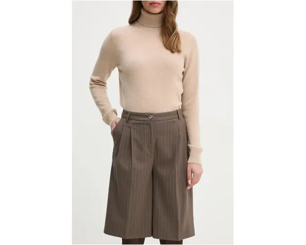 United Colors of Benetton pantaloni scurti femei, culoarea maro, modelator, high waist, 4KHSD901P