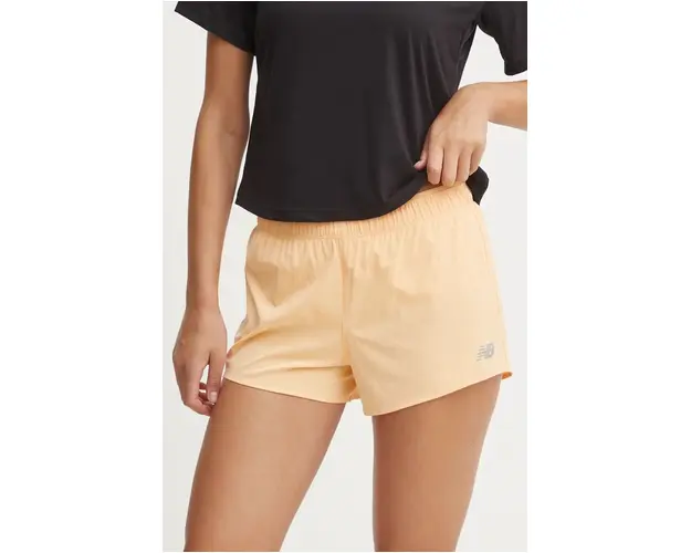 New Balance pantaloni scurti de alergare culoarea portocaliu, neted, medium waist, WS41286PAE