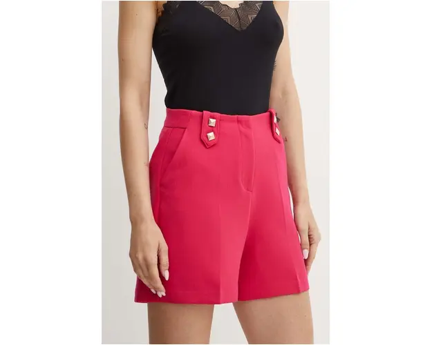 Morgan pantaloni scurti SHESK.F femei, culoarea roz, neted, high waist, SHESK.F