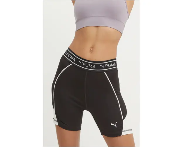 Puma pantaloni scurti de antrenament Train Strong culoarea negru, modelator, high waist, 525042