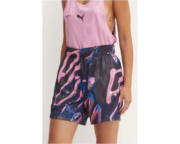 Puma pantaloni scurti de antrenament Cherry on Top culoarea negru, modelator, medium waist, 682295