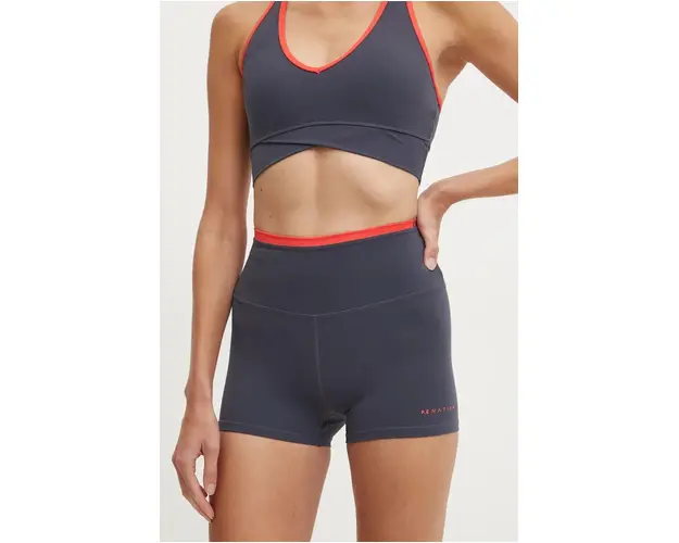 P.E Nation pantaloni scurti Vita femei, culoarea gri, cu imprimeu, high waist, 243S432
