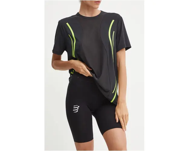 Compressport pantaloni scurti de alergare Run Under Control culoarea negru, cu imprimeu, medium waist, AW00009B