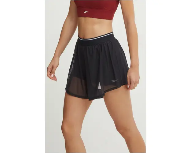 Reebok pantaloni scurti de antrenament culoarea negru, neted, medium waist, 100205794