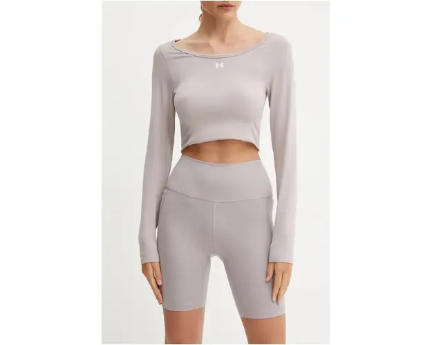 Under Armour pantaloni scurti de antrenament Meridian culoarea violet, neted, high waist, 1382521