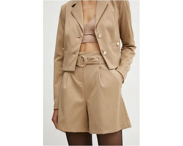 Morgan pantaloni scurti SHURY.F femei, culoarea bej, modelator, high waist, SHURY.F