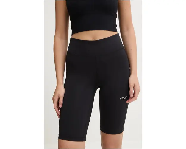 Casall pantaloni scurti de yoga Essential culoarea negru, neted, high waist, 24943