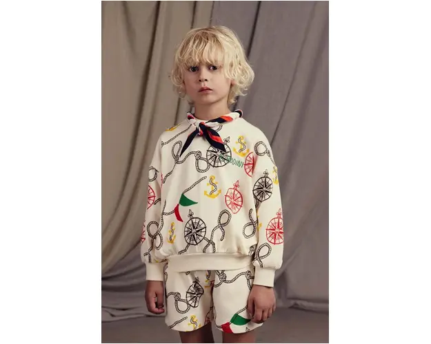 Mini Rodini pantaloni scurti din bumbac pentru copii Nautical culoarea bej, modelator