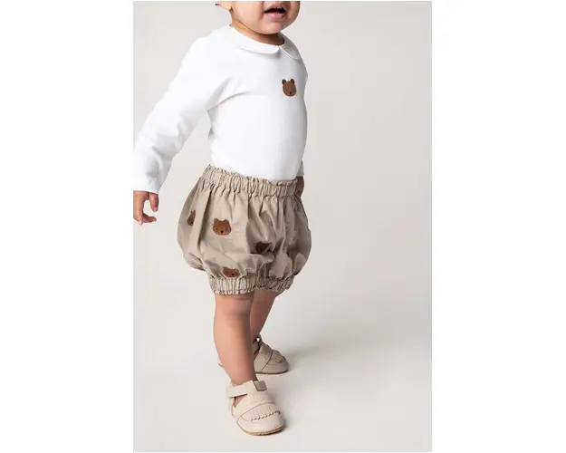 Donsje pantaloni scurti din bumbac pentru bebelusi Carson Bloomers Bears culoarea bej, 3029801