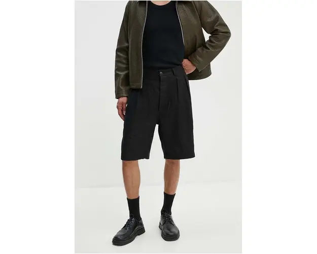 Sunflower pantaloni scurti din in culoarea negru, 4148.