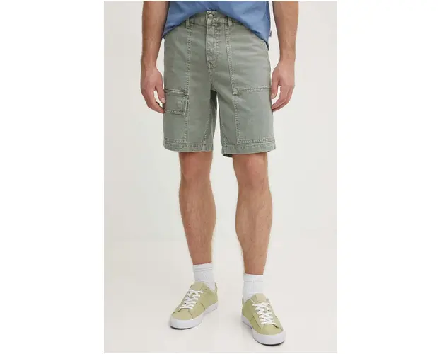 Pepe Jeans pantaloni scurti jeans RELAXED SHORT UTILITY COLOUR barbati, culoarea verde, PM801121