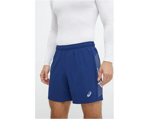 Asics pantaloni scurti de alergare Icon culoarea albastru marin, 2011C730