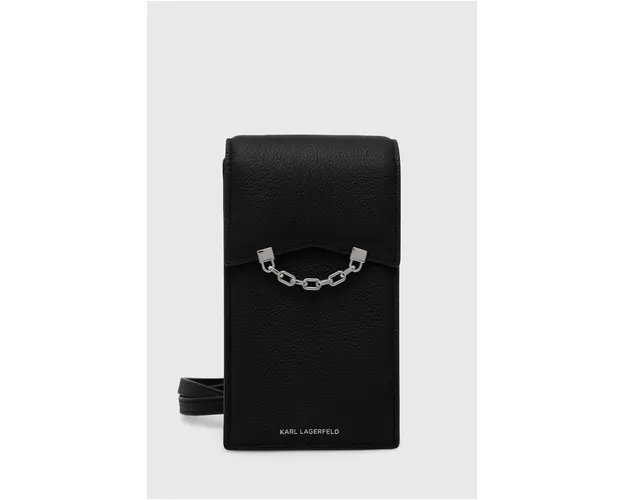 Karl Lagerfeld husa din piele pentru telefon culoarea negru, 245W3211