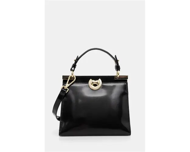 Coccinelle poseta de piele COCCINELLEBINXIE SHINY CA culoarea negru, E1 R8B 18 03 01