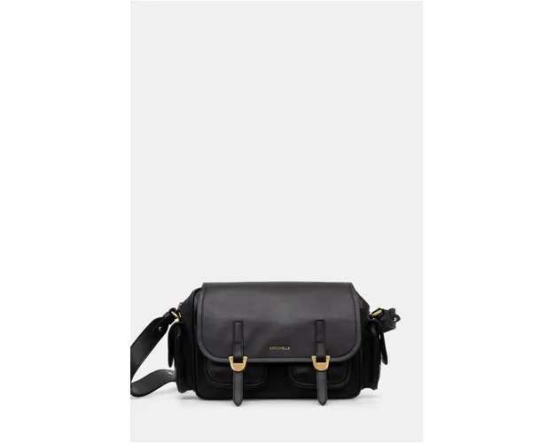 Coccinelle poseta de piele COCCINELLECAMPUS VINTAGE culoarea negru, E1 RFG 15 01 01