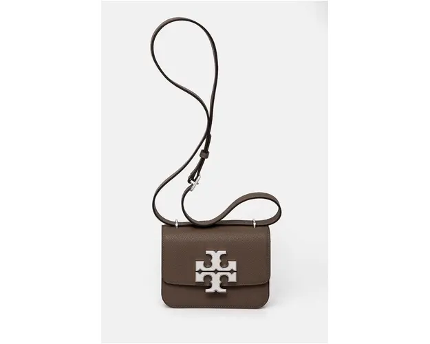 Tory Burch poseta de piele Eleanor Pebbled culoarea maro, 155671