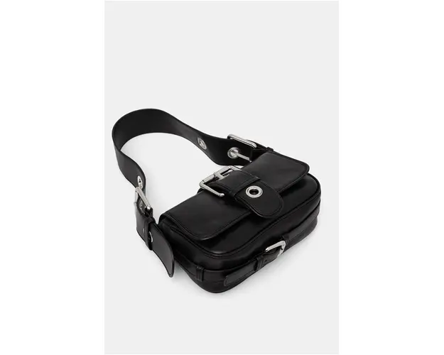 By Far poseta de piele Eloise culoarea negru, MWBSB015CL013BK001PL